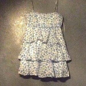 Short white and blue ruffle dress.